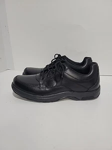 DUNHAM 8500BK NEW BLACK LEATHER WATERPROOF SLIP RESISTANT MENS 9D SHOES - Picture 1 of 5