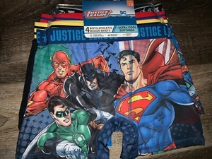 Justice League ~ Boy's Boxer Briefs 4-Pair Underwear Athletic Stretch ~ Size-10 - Picture 1 of 6