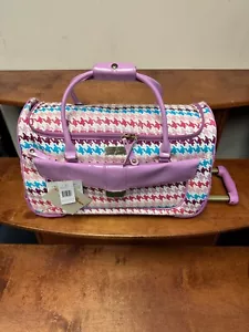 NEW SAMANTHA BROWN ROLLING EMBOSSE HOUNDSTOOTH WHEELED WEEKENDER SPRING MULTI - Picture 1 of 7