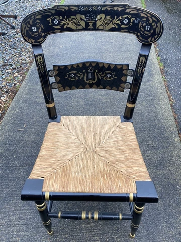 Vintage Scandinavian Chair Black Toll Painted American Hitchcock￼ Connecticut￼ Cover