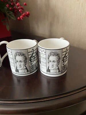Beethoven Bone China Mug Made in England Vintage 1996 Wedgwood Musical Scores - Image 1 of 3