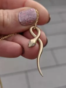 0.10 Ct Round Simulated Diamond Women's Eye Snake Pendant 14k Yellow Gold Plated - Picture 1 of 3