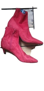 TOP SHOP TOPSHOP RED FAUX SUEDE STILETTO SOCK BOOTS 4/37 - Picture 1 of 3