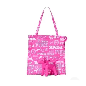 NWT Victorias Secret PINK Packable Dog Tote Bag Shopper Beach Logo Travel Carry - Picture 1 of 7
