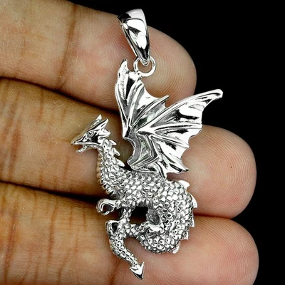 Joyería colgante de plata de ley 925 con piedras preciosas de dragón Foto 1 de 4