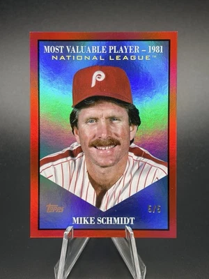 Serie Actualización Topps 2025 Mike Schmidt Jugador Más Valioso Inserto Rojo #’d 5/5 Filis #MV-28 Foto 1 de 2