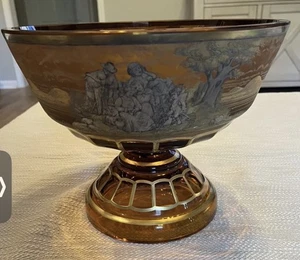 Böhmen Böhmen Glas Bernstein Gold Facettenschliff Sockel Schale von Joseph M. Pohl Servieren - Bild 1 von 7