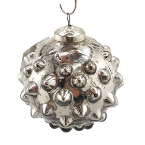 Retro Z Gallerie Christmas Ornament Hobnail Silver Antique Smoke 4" New Holiday - Picture 1 of 7