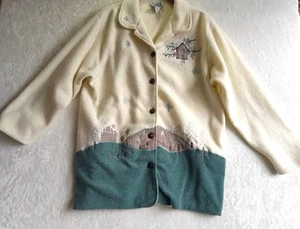 Vintage Teddi Size XL Fleece Embroidered Cabincore Comfy Grandma Jacket - Picture 1 of 14