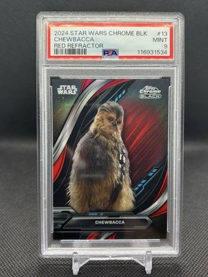 2024 Topps Chrome Black Star Wars Chewbacca Red Refractor /5 PSA 9 - Image 1 of 2