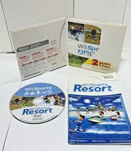 WII SPORTS / WII SPORTS RESORT NINTENDO 2 GAMES 1 DISC Tested/Working W/ MANUALS - Picture 1 of 2