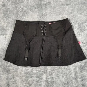 Minigonna vintage Tripp NYC gotica asimmetrica con volant in pizzo stile corsetto rave taglia M - Foto 1 di 12
