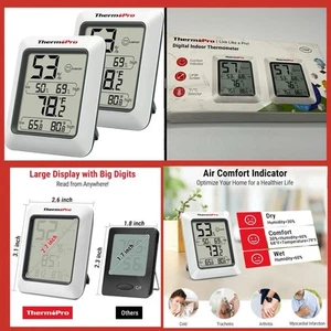 TP50 2 PCS Digital Hygrometer Indoor Thermometer Room Thermometer & Humidity ATL - Picture 1 of 9