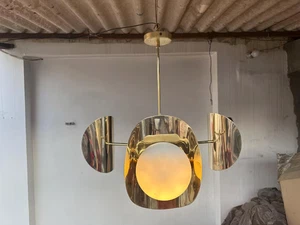 3 Light Globe Art Deco Brass Sputnik chandelier light Fixture Light Mid Century - Picture 1 of 7