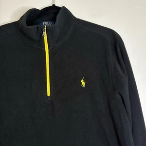 Polo Ralph Lauren Fleece Quarter Zip Pullover L schwarz gelb Zipper Logo - Bild 1 von 6