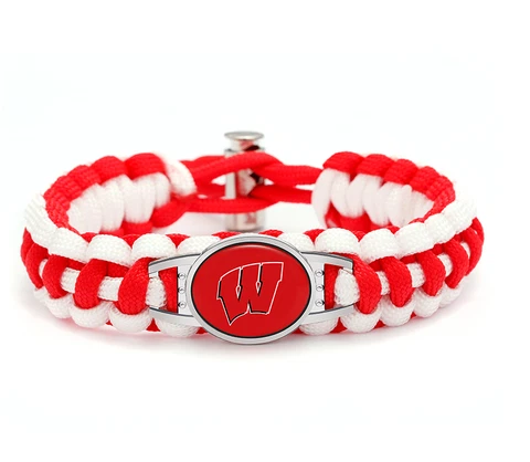 New Wisconsin Badgers Paracord Adjustable Bracelet, Gift for Her Mom Him Dad Cover