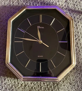 Roxisal Quartz Retro Analog Hanging Wall Clock Octagonal Gold Tone Border - Picture 1 of 13