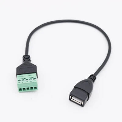 USB 2.0 A Female to 5 Pin Screw Connector with Shield Terminal Cable Cord 30cm - Image 1 of 4