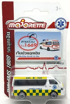 Ambulancia tailandesa Majorette Toyota Hiace Van blanca (1669) 1:69 paquete de 3" Foto 1 de 4