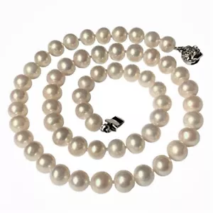 18" Inch Genuine 7-8mm White Pearl Strand Necklace Cultured Freshwater - Picture 1 of 7