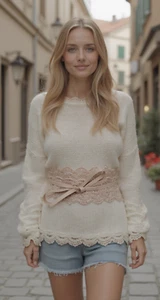 Women Birthday Party Fashion Tie Belt Wrap Around Pastel Pink Flower Lace S M L - Picture 1 of 24
