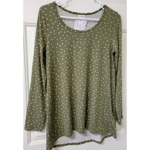 Túnica Top Lularoe Lynnae Mangas Largas Alta Baja Verde Blanca Lunares TALLA PEQUEÑA S NUEVA - Imagen 1 de 2