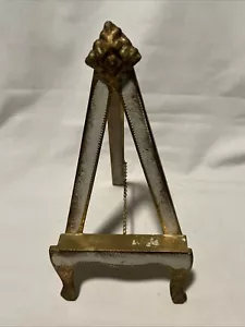 Cavalletto espositore artistico da tavolo in legno tole oro fiorentino Italia 10" - Foto 1 di 13