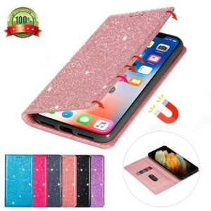 Funda tipo billetera de cuero brillante magnética abatible para Samsung A10/A20e/A30/A50/A70 - Imagen 1 de 18