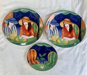 Sango CAFE PARIS set 3 Oval Dinner and Salad Plates 11 5/8” Art Deco - Picture 1 of 14