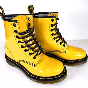Botas para mujer Dr Martens 1460 amarillas de charol liso talla UK 4 / EU37 EN MUY BUENA CONDICIÓN - Imagen 1 de 16
