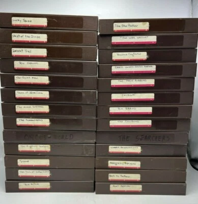 26 John Wayne VHS Tape Collection in brown Individual Video Case Storage Boxes Foto 1 de 4