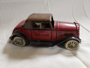 Vintage Marx Tin Friction Car Siren Fire Chief