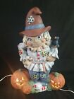 Vintage Large Ceramic Scarecrow & Jack O Lantern Handpainted Halloween Decor