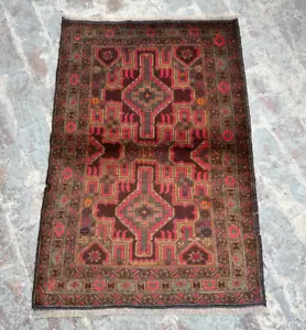 D1511, Traditional Afghan Vintage Guldan Hand knotted Baluchi Rug, 4 x 2'9 Ft - Picture 1 of 13