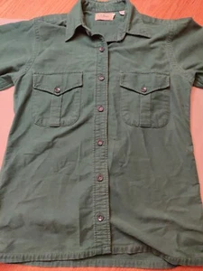 Vintage LL Bean grün Langarm 100 % Baumwolle schwerer Flanell Arbeitskleidung Größe 8 - Bild 1 von 3