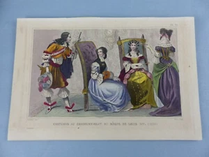 GRAVURE ancienne vers 1850 costumes FRANCE sous le règne de Louis XIV 1650 ,241 - Imagen 1 de 1