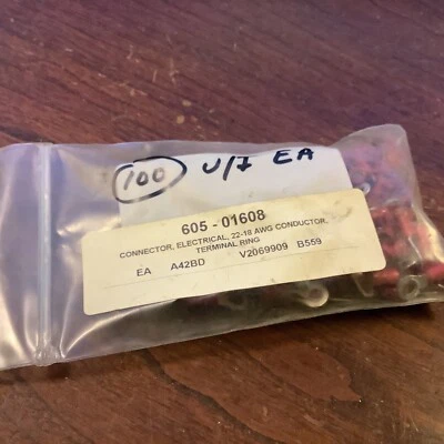 605-01608 22-18 AWG Terminal Ring #5 1/8” Hole(100pk) - Image 1 of 3