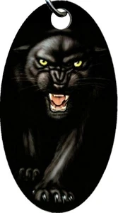 Black Panther wilde Reißzähne Aluminium oval Schlüsselanhänger Schlüsselanhängsel NEU COOL! - Bild 1 von 2