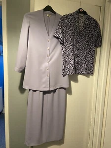 Ladies 8 Viyella Petite Wedding Occasion Outfit Polyester Skirt Jacket Shirt - Picture 1 of 11