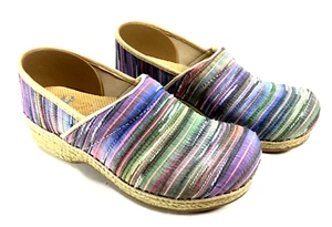 Dansko 40 Womens 9.5 Slip On Clogs Artisan Jute Vegan Chunky Heel Multi Color - Picture 1 of 11