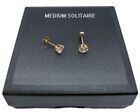 Solid Gold 9ct 4mm (Medium size) Solitaire CZ Round Stud Earrings (Pair of)