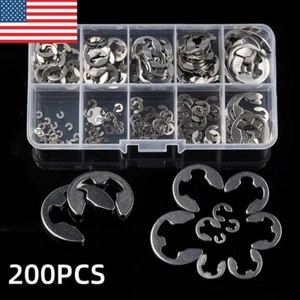 200 Stück E Clips C Sicherungsringe Sicherungsring sortiert Edelstahl Set 1,5 mm-10 mm - Bild 1 von 16