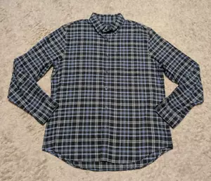Club Monaco Button Up Shirt Mens Sz XL Slim Fit Blue Plaid Flannel 100% Cotton - Picture 1 of 8