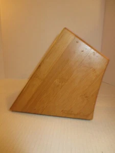 Pampered Chef Knife Block 6 Slot Storage Bamboo Wood Brown #0611 w/ Feet - Picture 1 of 7
