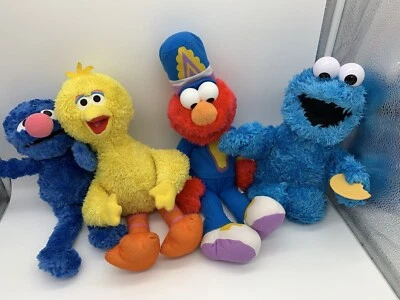 Sesame Street Peluche Grover Big Bird Elmo Galleta Monstruo Lote de 4 10”-15” Relleno Foto 1 de 4