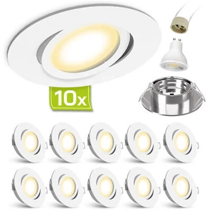 10x LED Einbauleuchte rund schwenkbar weiß Einbaustrahler Set 6W Spot warmweiß - Bild 1 von 6