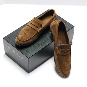 New Harrys of London Basel Penny Loafer Tobacco Kudu Suede 10.5 E US 43.5 UK - Picture 1 of 5
