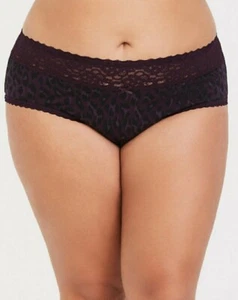 NWT Torrid Plus Size 0 Large or 1X Purple Leopard Wide Lace Cotton Cheeky Panty - Picture 1 of 4