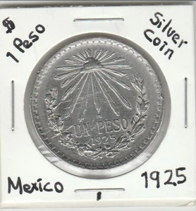Mexico: $ 1 Peso Nice Super Silver Coin Year " 1925 " - Picture 1 of 2
