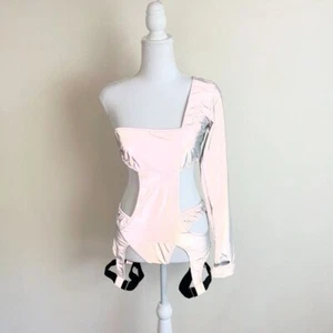 NWT Dolls Kill Reflective Strappy Cutout Garter Bodysuit With Panty Rave Set - Picture 1 of 11